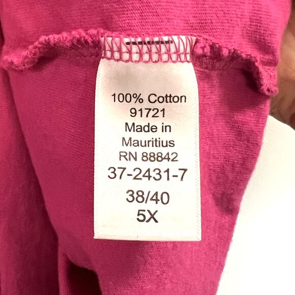 Pink Plus Size 5x Three-quarter Sleeve Shirt Top # 84 - Picture 4 of 4